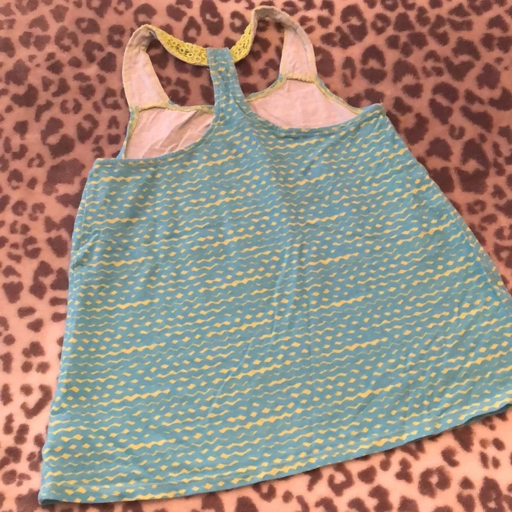 Old Navy Blue Green Wavy Stripe Crochet Racerback Tank Size Small 6 7